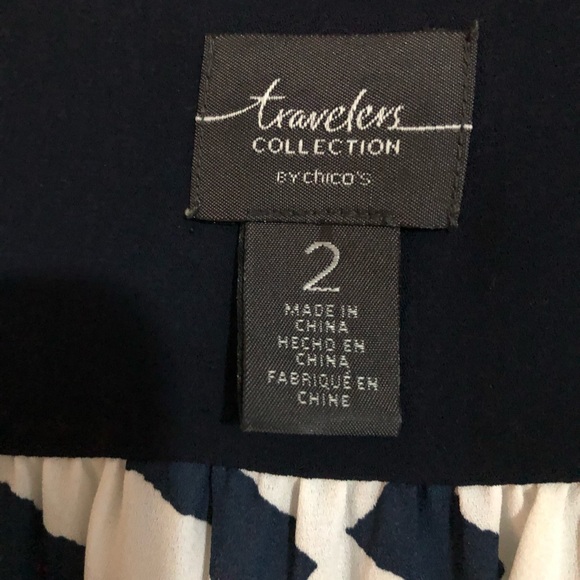 Chicos polyester split neck blouse with tassels. Blue and white - Picture 3 of 3